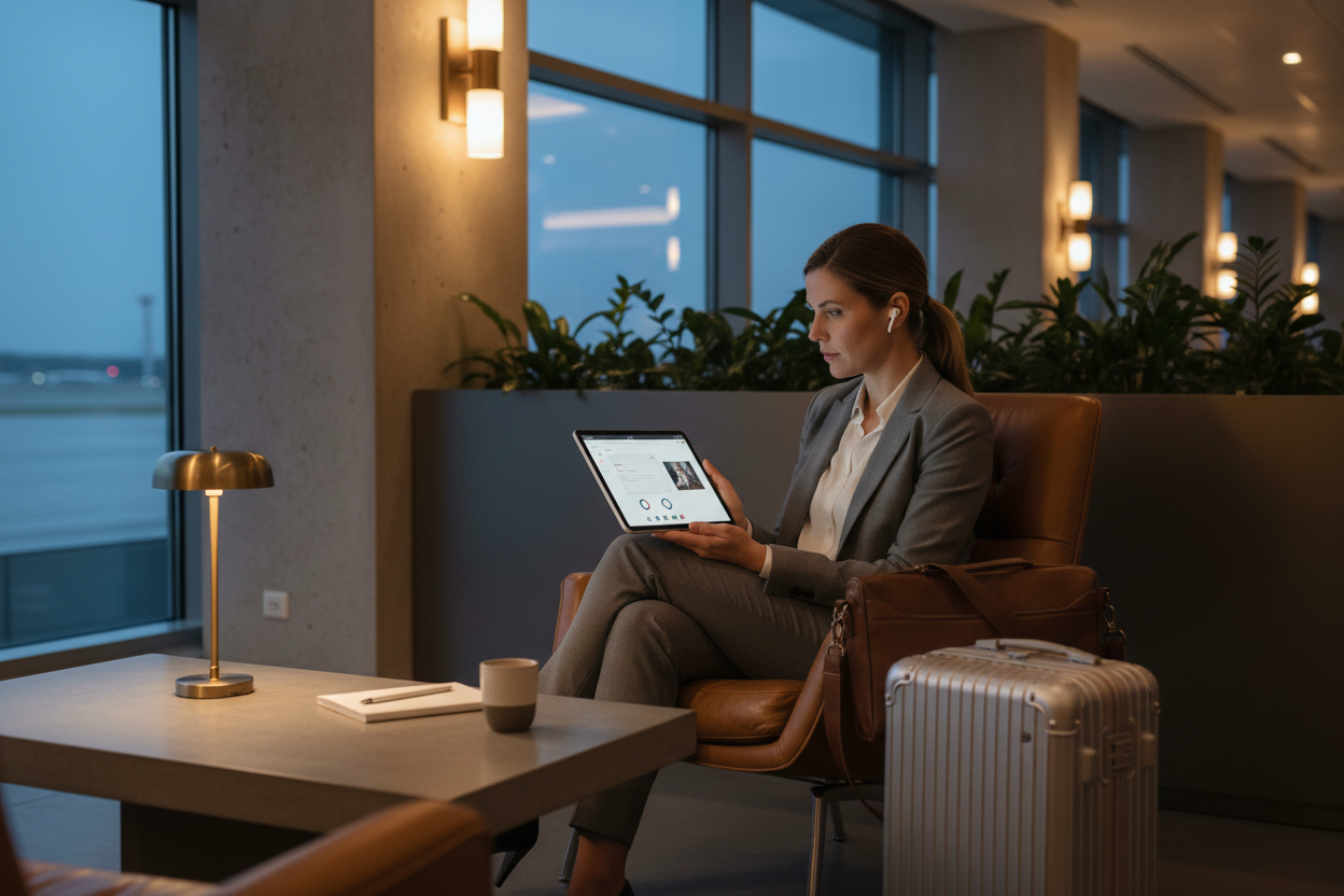 travelling professional with an ipad